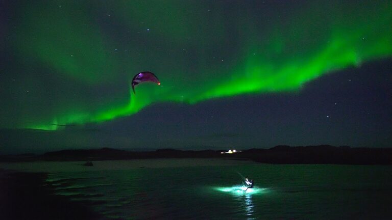 Kiting under the Northern Lights in Tromsø, Norway